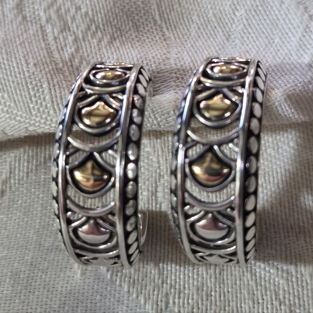 John Hardy Legends Naga Medium Hoop Earrings, SS & 18k